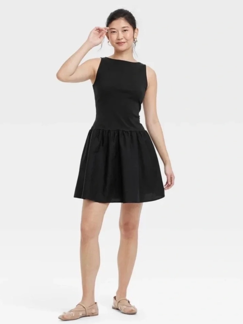XS A New Day Drop Waist Black Dress